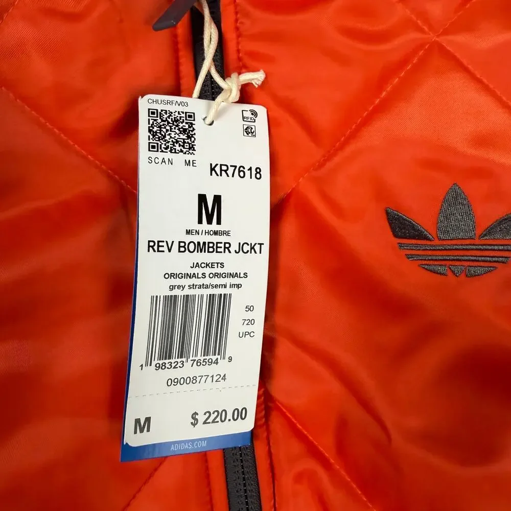 Adidas Reversible Superstar Bomber Jacket Gray Orange Men’s M KR7618 New w Tags